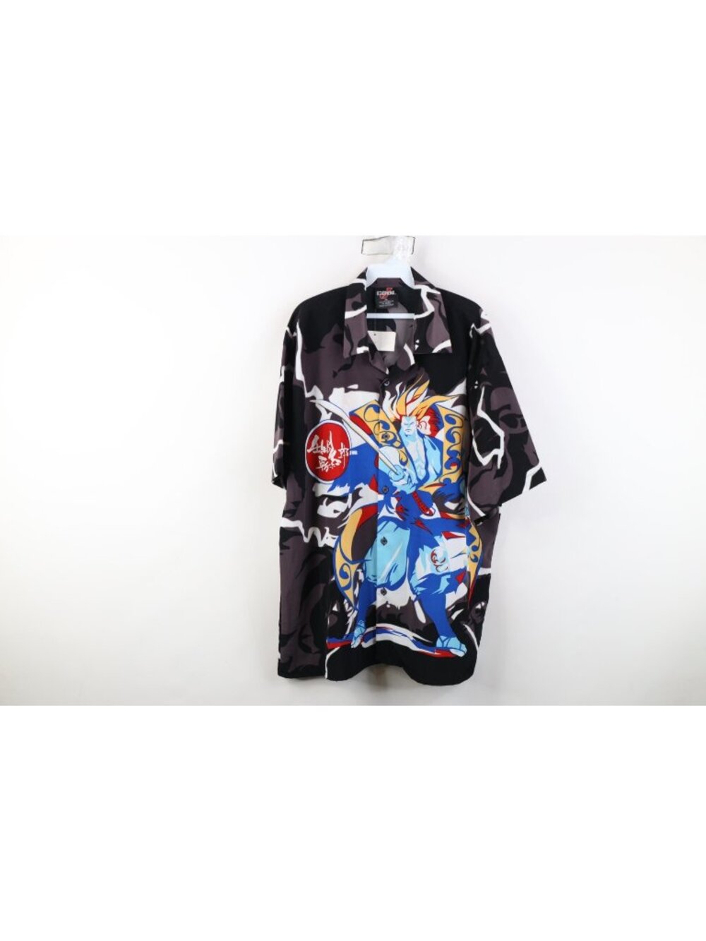 Deadstock Vtg 90s Y2K Streetwear Mens XL Anime Lightning Warrior Button Shirt